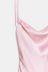 SATIN EFFECT MIDI DRESS WITH TIE STRAPS
