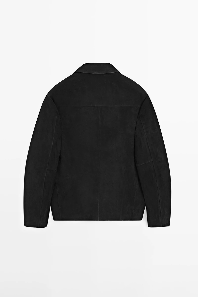 Suede leather jacket with pockets