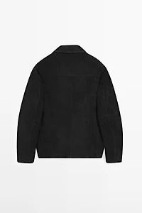 Suede leather jacket with pockets