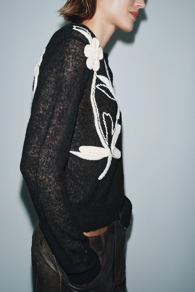 FLORAL EMBROIDERY CARDIGAN