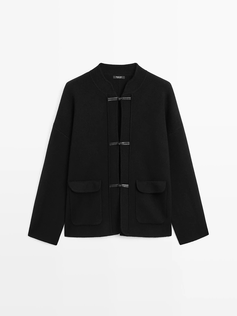 Veste en maille à col mao mélange de laine