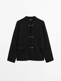Veste en maille à col mao mélange de laine