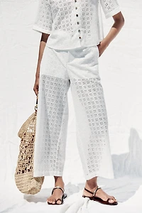PANTALON JUPE-CULOTTE BRODERIES AJOURÉES