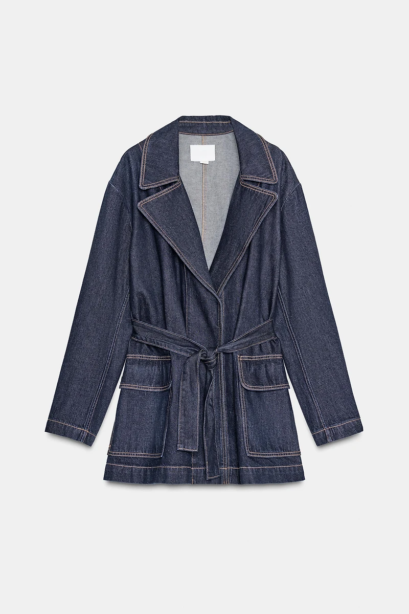 TRF DENIM SHORT TRENCH COAT