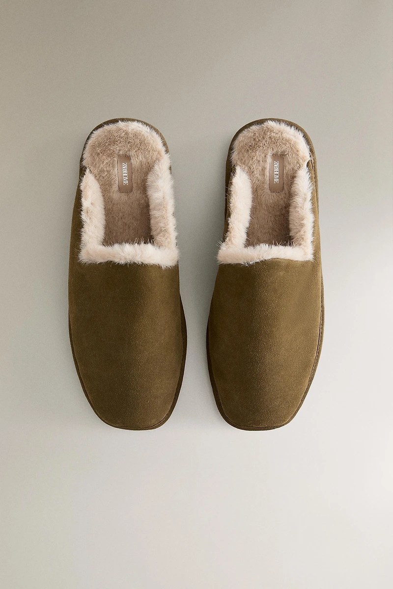 COZY LEATHER SLIPPERS