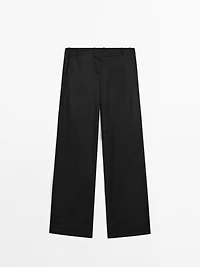 100% cotton mid-rise straight-leg trousers