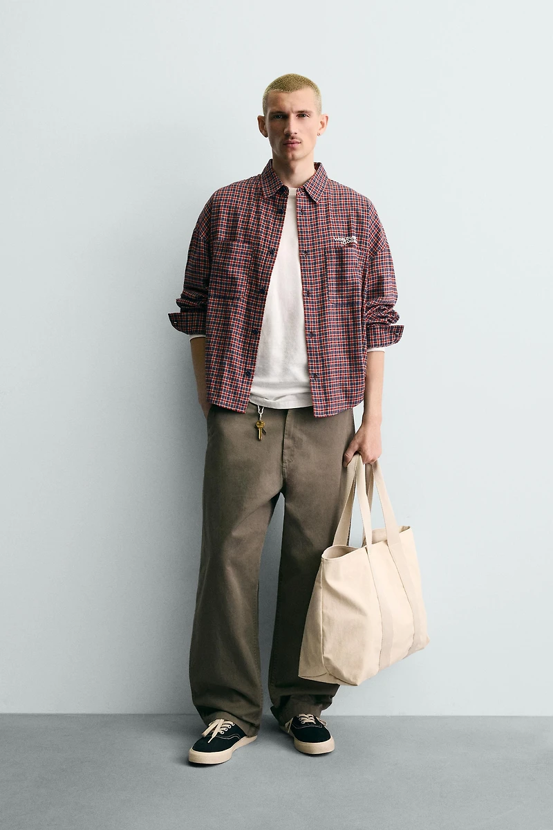 EMBROIDERED PLAID FLANNEL SHIRT