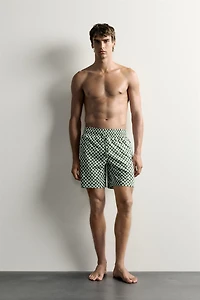 CHECKED LONG SWIM SHORTS