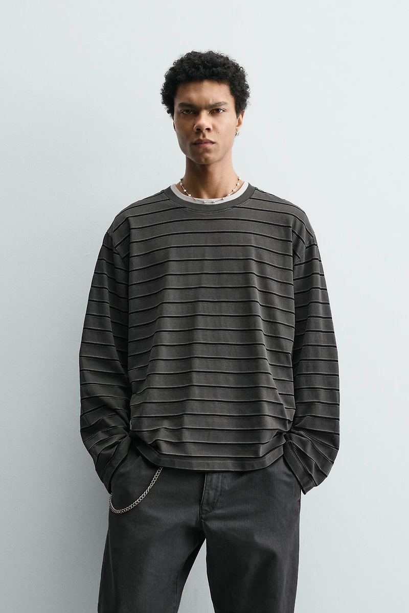 STRIPED JACQUARD T-SHIRT