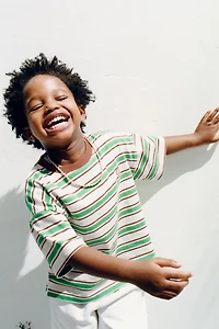 EMBROIDERED LOGO STRIPED T-SHIRT