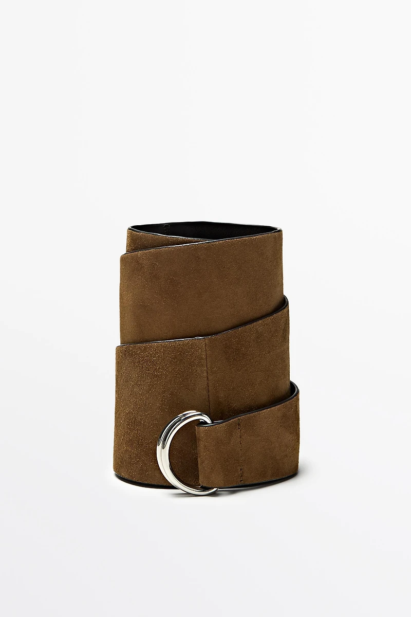 Split leather sash belt