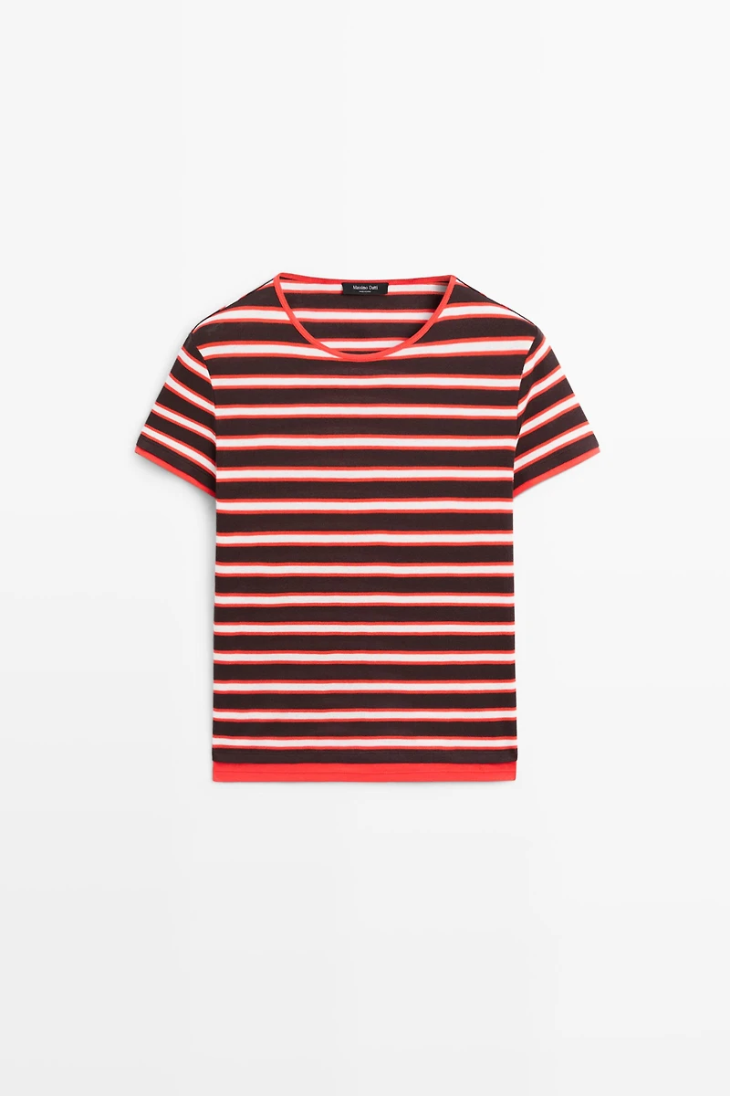 100% cotton short sleeve striped T-shirt