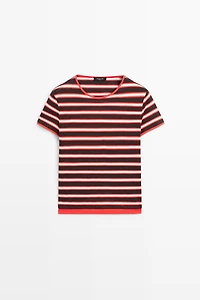 100% cotton short sleeve striped T-shirt
