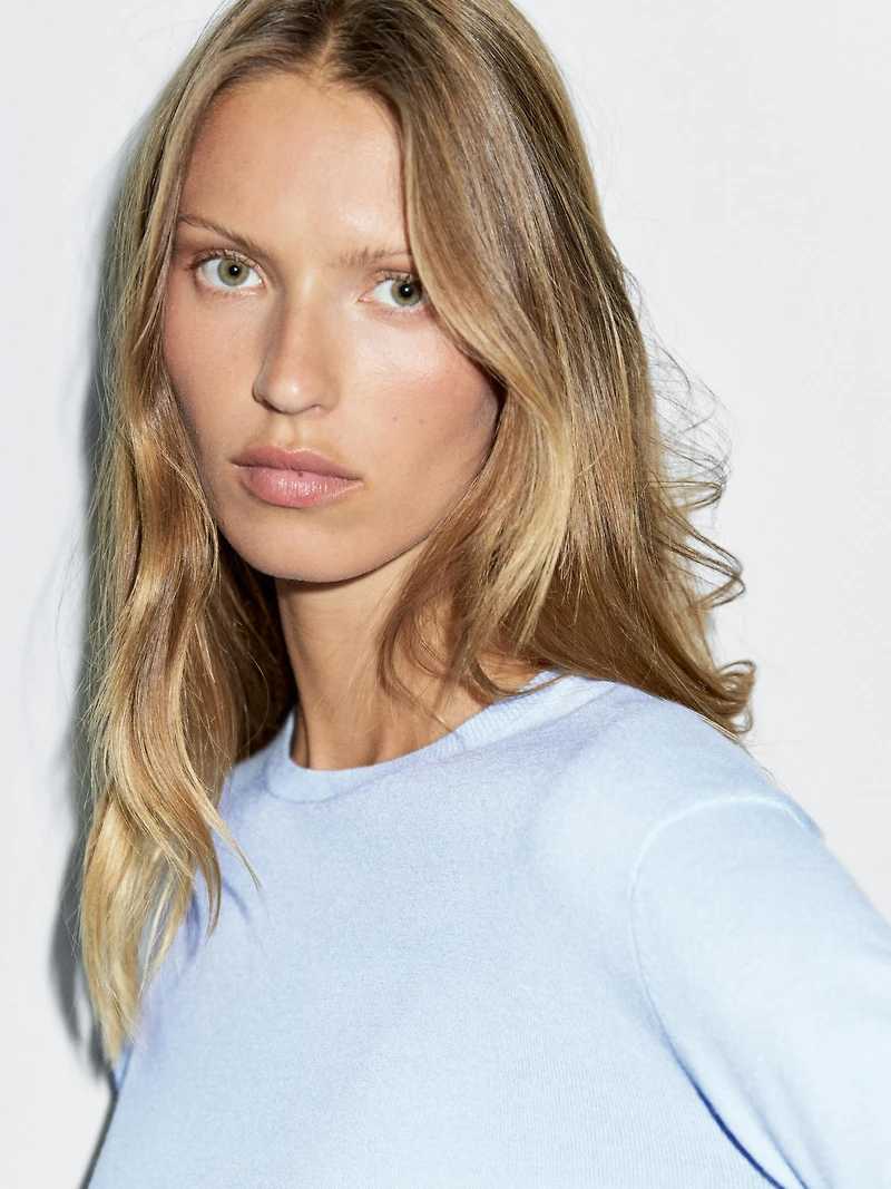 Pull laine en maille à col rond