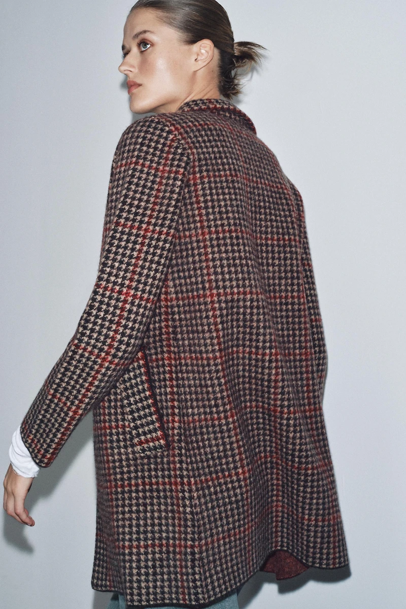 100% WOOL HOUNDSTOOTH COAT