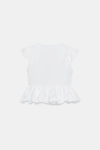 CONTRAST BOW T-SHIRT