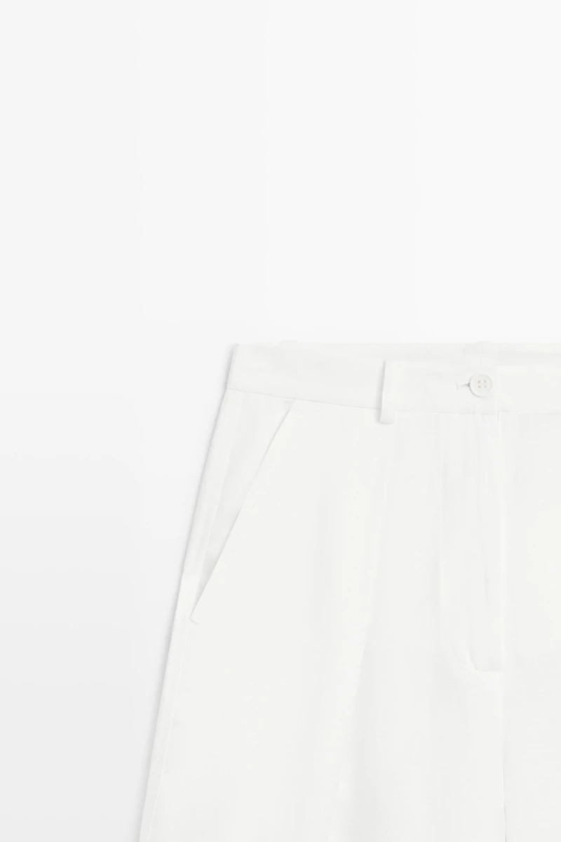 Flowing linen blend pants with seams