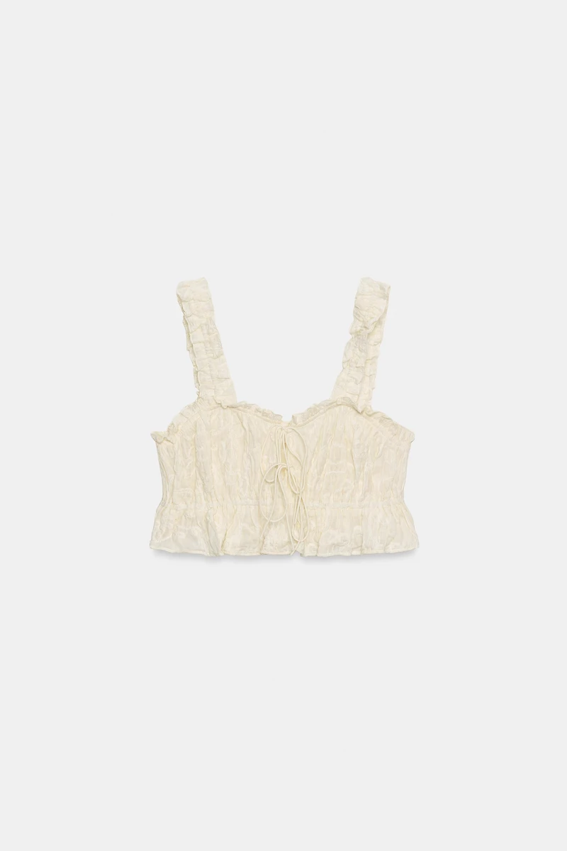 RUFFLED TEXTURED CROP TOP