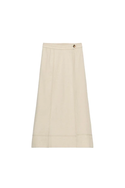 LINEN BLEND WRAP MIDI SKIRT