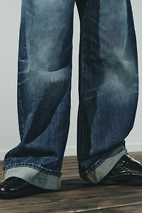 TRF MID-RISE BAGGY FOLDED JEANS