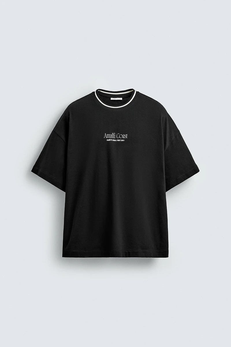 RAISED PRINT TEXT T-SHIRT