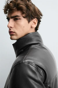 FAUX LEATHER PUFFER JACKET