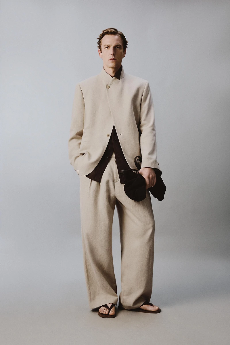 RELAXED FIT DOUBLE BREASTED SUIT BLAZER