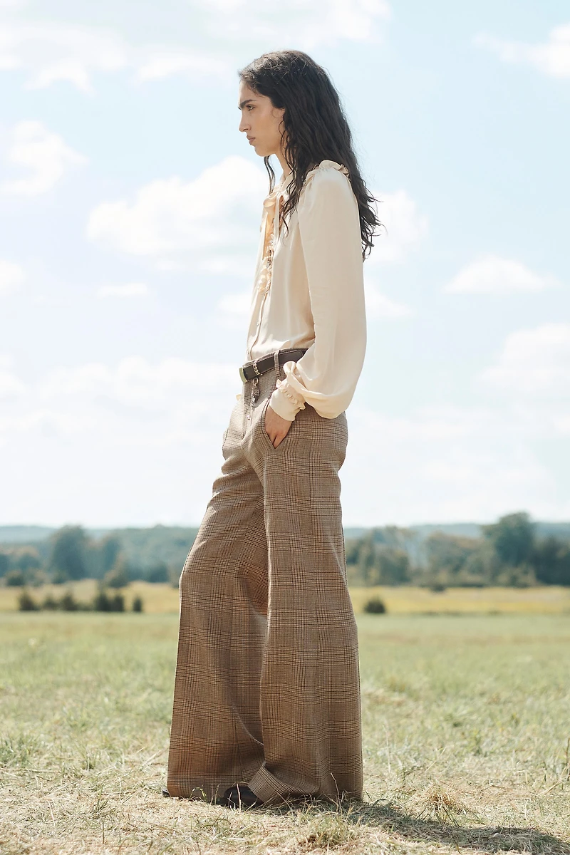 LIMITED EDITION WOOL PLAID FLARE PANTS