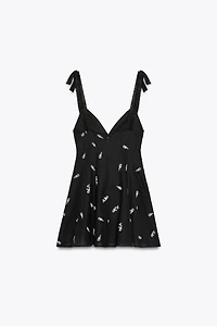 EMBROIDERED FLORAL SHORT DRESS