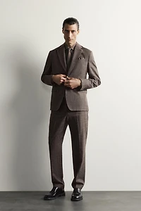 LINEN-WOOL CHECKERED SUIT JACKET