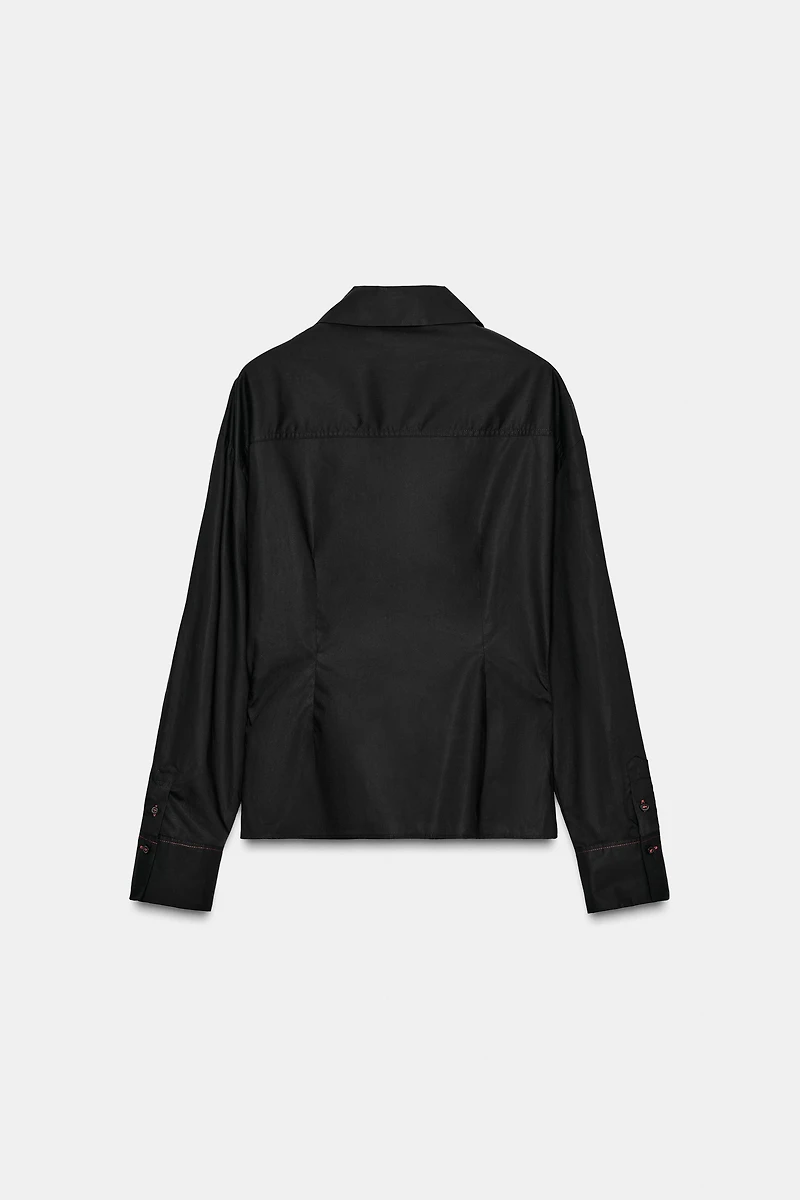 PLEATED WAIST POPLIN SHIRT