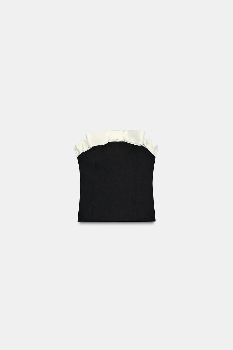 CONTRAST BOW BUSTIER TOP