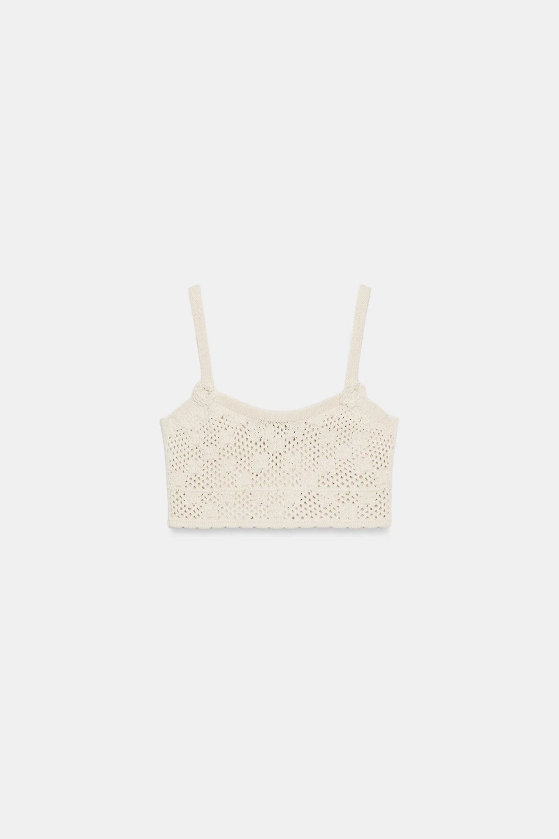 POINTELLE FLORAL KNIT TOP