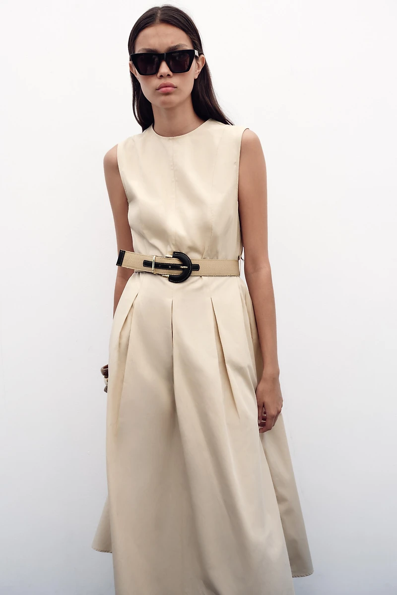 ROBE MIDI EN POPELINE AVEC CEINTURE