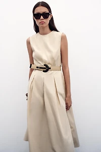ROBE MIDI EN POPELINE AVEC CEINTURE