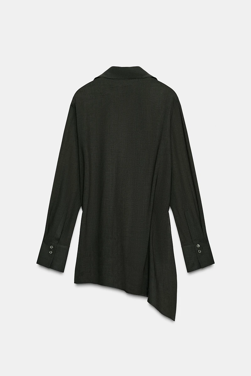 ASYMMETRIC WRAP WOOL BLEND TOP ZW COLLECTION