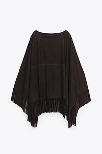 LEATHER FRINGE CAPE