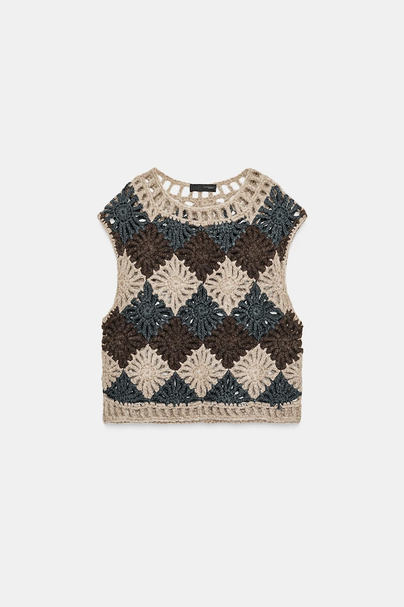 GILET PULL EN MAILLE CROCHET