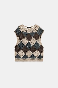 GILET PULL EN MAILLE CROCHET
