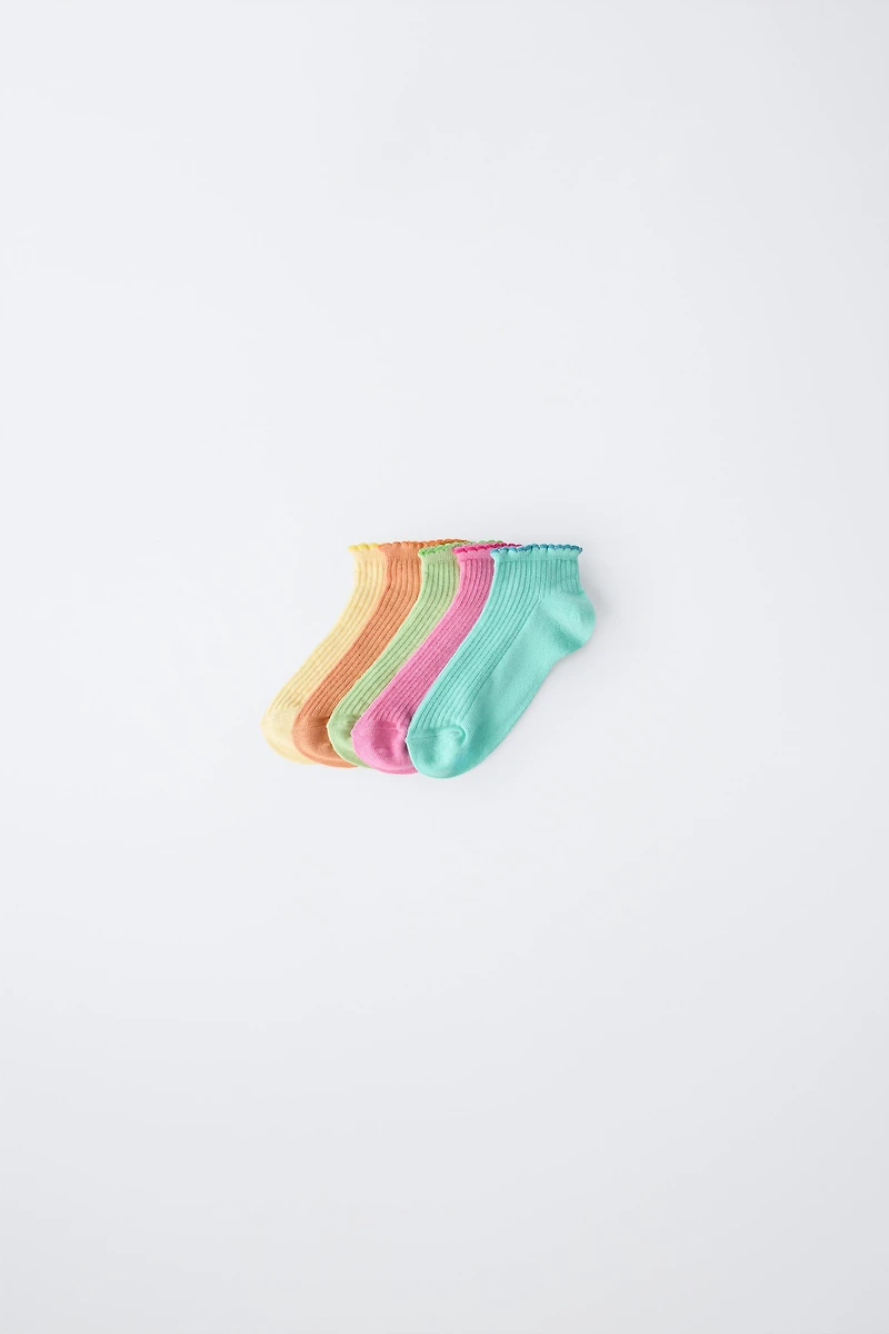 FIVE-PACK OF CONTRAST WAVE ANKLE SOCKS