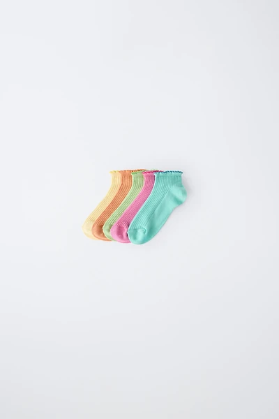 FIVE-PACK OF CONTRAST WAVE ANKLE SOCKS
