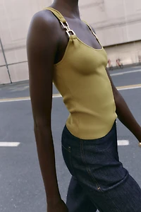 METALLIC DETAIL KNIT TOP