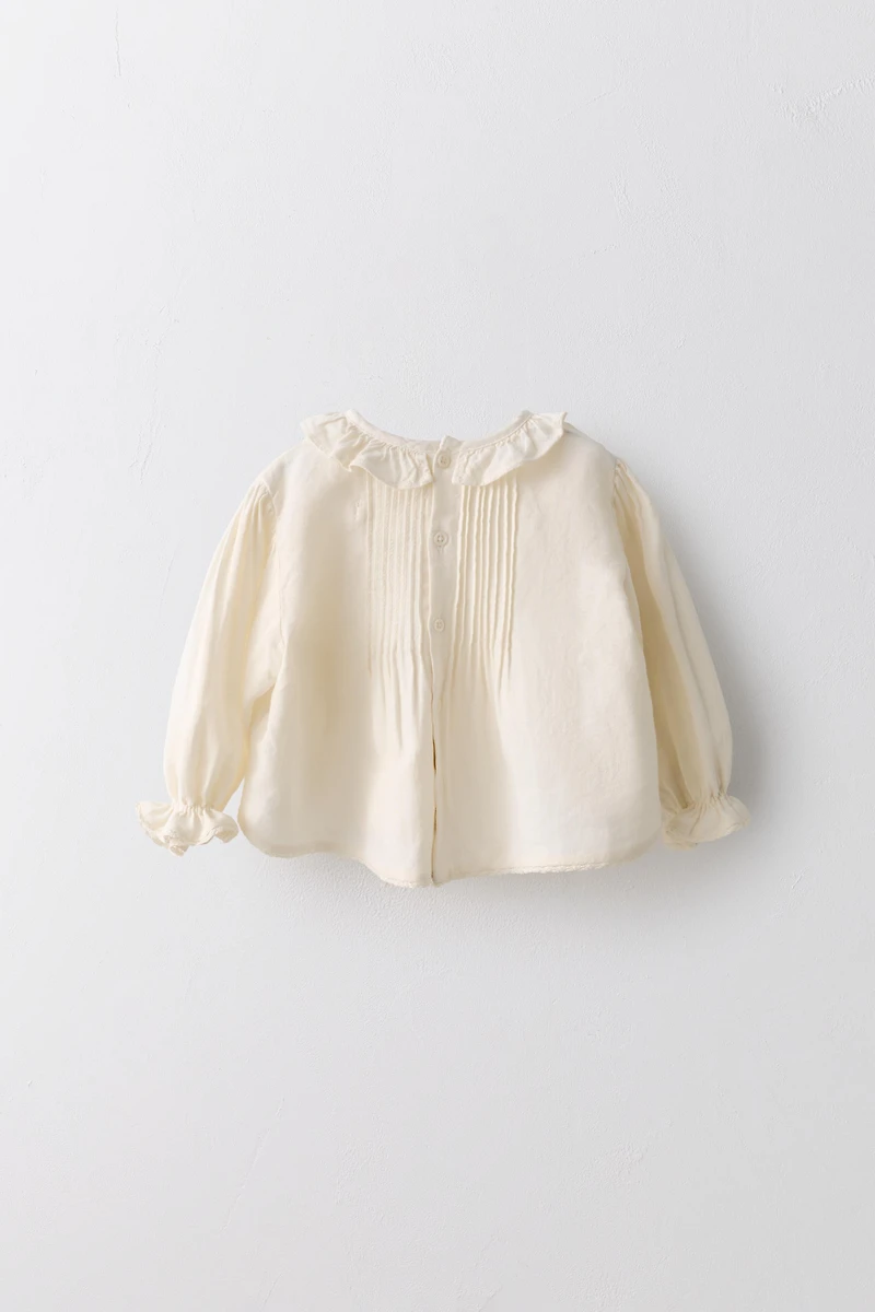 LIMITED EDITION COTTON LINEN PLEATED LACE SHIRT