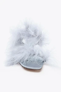 SANDALES À TALONS ET PLUMES