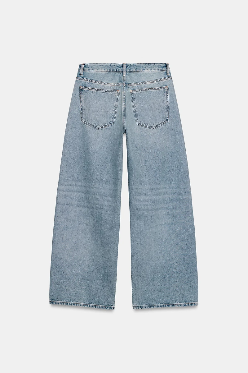 TRF HIGH WAIST EXTRA WIDE LEG STUD JEANS