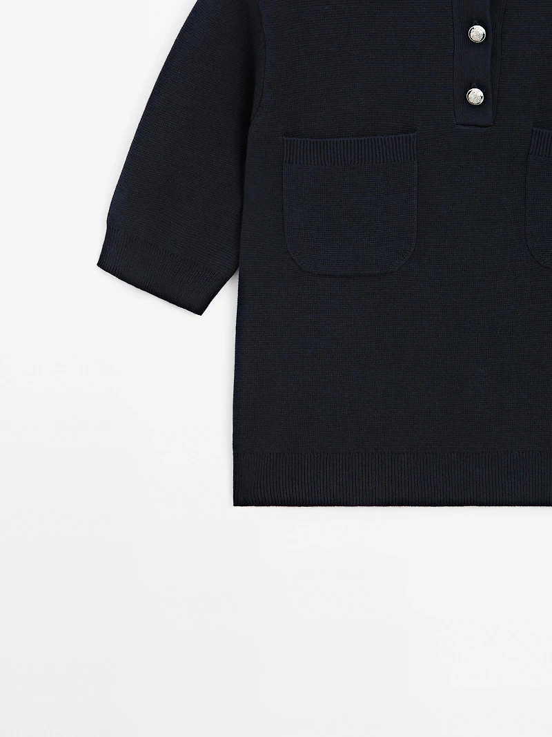 Cotton blend polo shirt with button details