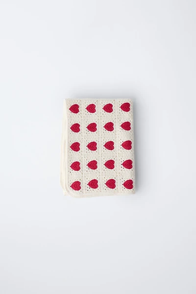 HEART CROCHET KNIT BLANKET