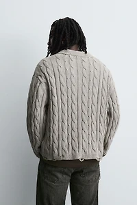 DISTRESSED BRAIDED TEXTURED POLO SHIRT