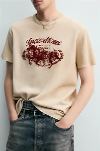 TEXTURED KNIT PRINT T-SHIRT