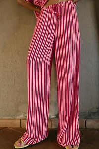 STRIPED WIDE LEG PANTS
